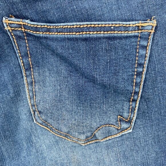 Warehouse One Jeans Women's 33 Short Curvy Bootcut Denim 5 Pocket Blue Whiskered - Picture 6 of 13